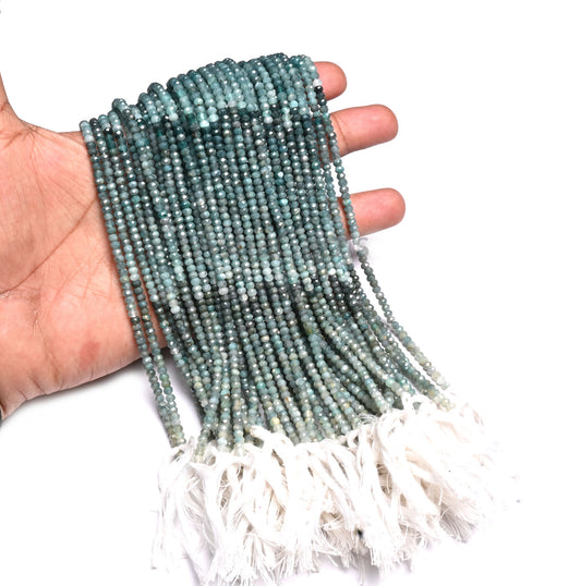 Fine Shaded Green Grandidierite Micro machine Cut Rondelle Gemstone Beads,3.5mm Rare Grandidierite faceted Natural Grandidierit Bead Jewelry
