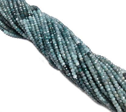 Fine Shaded Green Grandidierite Micro machine Cut Rondelle Gemstone Beads,3.5mm Rare Grandidierite faceted Natural Grandidierit Bead Jewelry