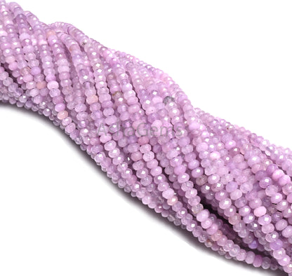 Beautiful Light Purple Lavender Color Jade Quartz Faceted Rondelle Gemstone Beads,4.5mm Jade Machine Cut Jade Quartz micro Bead Jewelry Craft SALE