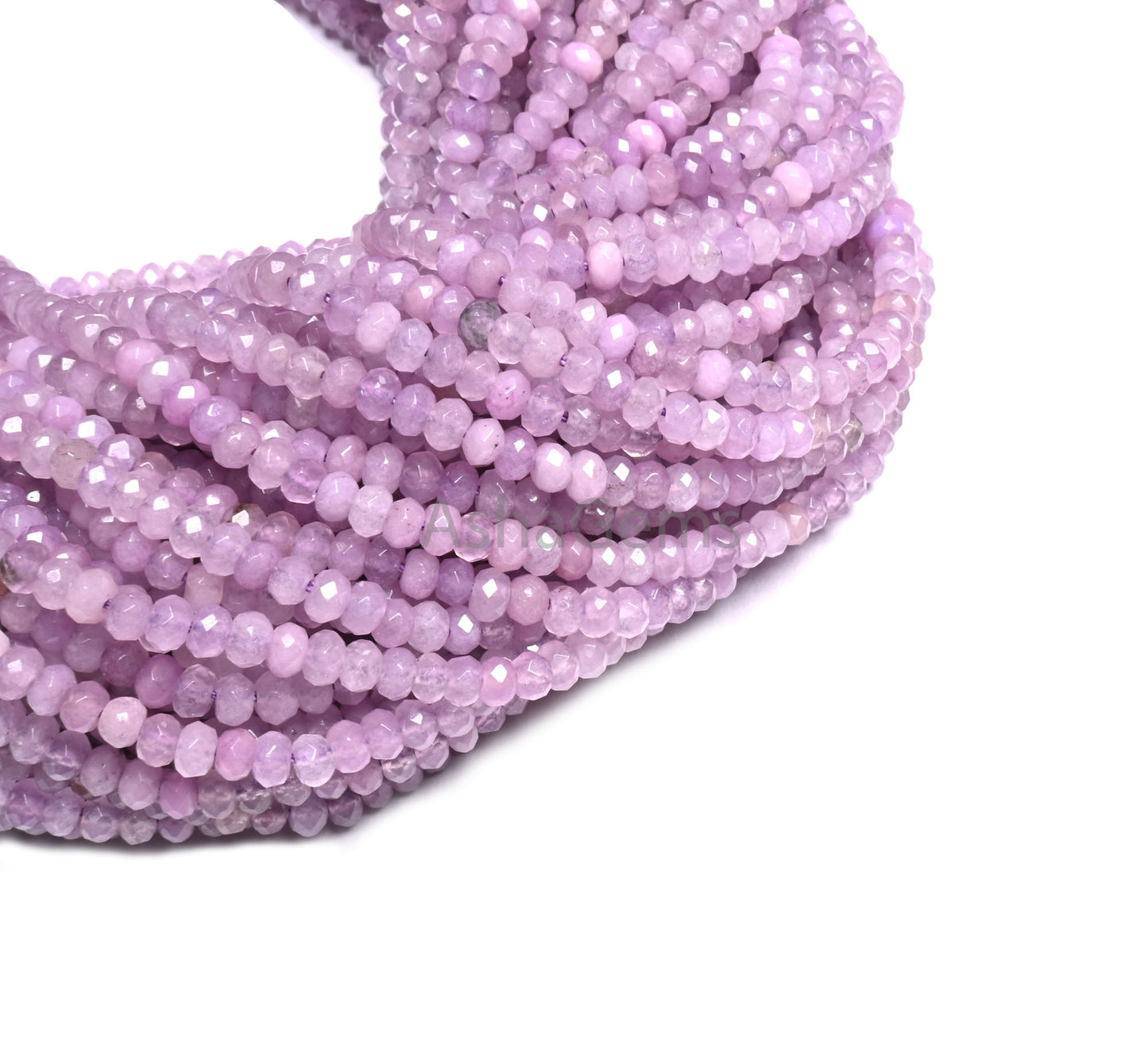 Beautiful Light Purple Lavender Color Jade Quartz Faceted Rondelle Gemstone Beads,4.5mm Jade Machine Cut Jade Quartz micro Bead Jewelry Craft SALE