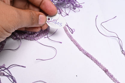 Beautiful Light Purple Lavender Color Jade Quartz Faceted Rondelle Gemstone Beads,4.5mm Jade Machine Cut Jade Quartz micro Bead Jewelry Craft SALE