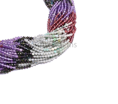 2.5 mm Beautiful Semi Precious Multi Gemstone Faceted Rondelle Tiny beads,12.5" Fine Natural multi Stone Shaded Micro cut Bead Jewelry Craft