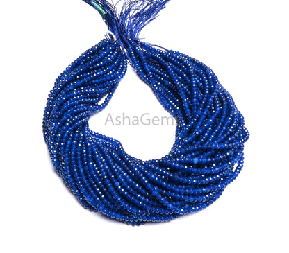 4.5 mm Fine Blue Lapis Color Jade Quartz faceted Rondelle Shape Beads, Blue Jade Quartz machine cut Gemstone Beads Jewelry makings Necklace