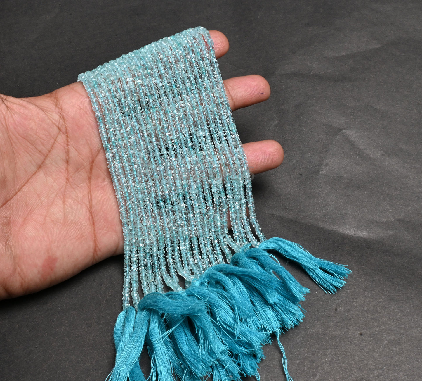 Beautiful Blue Aquamarine Indian Machine Cut Rondelle Beads,3.5mm Natural Aquamarine Faceted Rondell Gemstone Aqua Bead Jewelry Making Craft