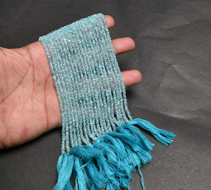 Beautiful Blue Aquamarine Indian Machine Cut Rondelle Beads,3.5mm Natural Aquamarine Faceted Rondell Gemstone Aqua Bead Jewelry Making Craft