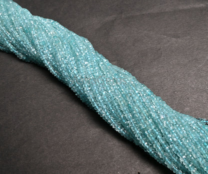 Beautiful Blue Aquamarine Indian Machine Cut Rondelle Beads,3.5mm Natural Aquamarine Faceted Rondell Gemstone Aqua Bead Jewelry Making Craft