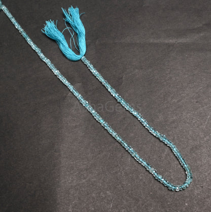 Beautiful Blue Aquamarine Indian Machine Cut Rondelle Beads,3.5mm Natural Aquamarine Faceted Rondell Gemstone Aqua Bead Jewelry Making Craft