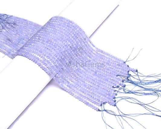 Fine Light Lavender Jade Quartz Faceted Rondelle Gemstone Beads,4.5mm Blue lace Agate Color Jade Quartz Machine Cut Beads Jewelry Craft SALE