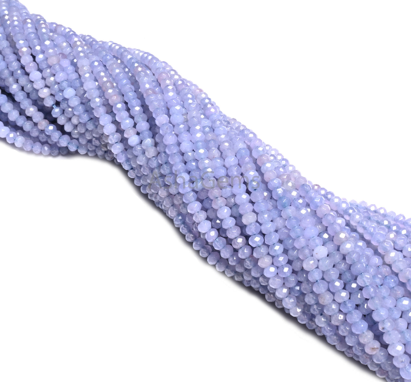 Fine Light Lavender Jade Quartz Faceted Rondelle Gemstone Beads,4.5mm Blue lace Agate Color Jade Quartz Machine Cut Beads Jewelry Craft SALE