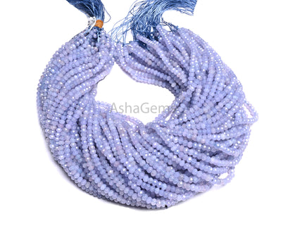 Fine Light Lavender Jade Quartz Faceted Rondelle Gemstone Beads,4.5mm Blue lace Agate Color Jade Quartz Machine Cut Beads Jewelry Craft SALE