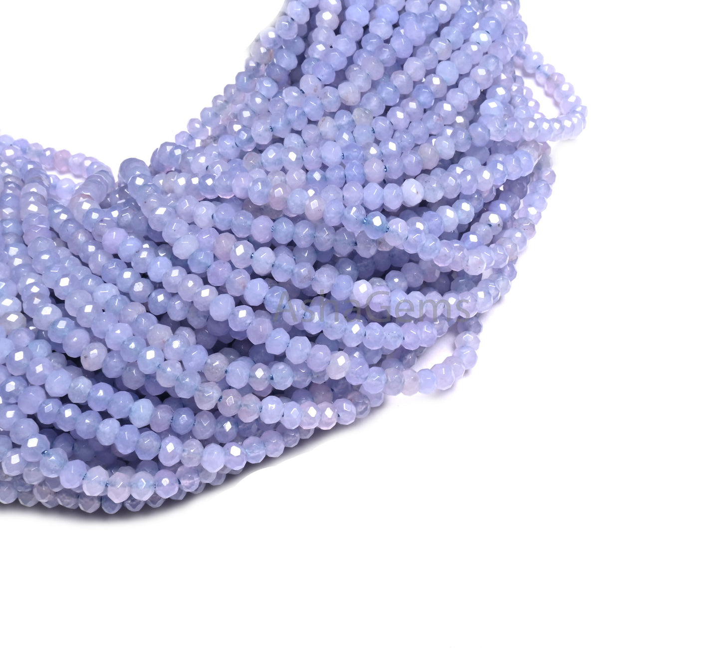 Fine Light Lavender Jade Quartz Faceted Rondelle Gemstone Beads,4.5mm Blue lace Agate Color Jade Quartz Machine Cut Beads Jewelry Craft SALE