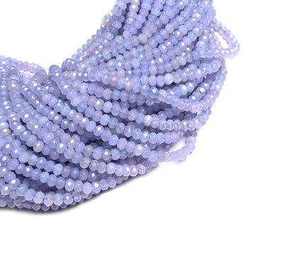 Fine Light Lavender Jade Quartz Faceted Rondelle Gemstone Beads,4.5mm Blue lace Agate Color Jade Quartz Machine Cut Beads Jewelry Craft SALE