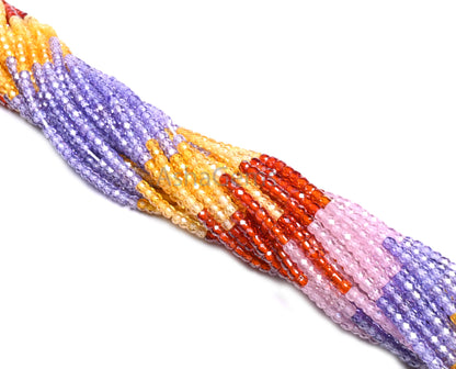 3-3.2 mm Beautiful Zircon Multi Color Rondelle Shape faceted Gemstone Beads,13" AAA Multi Zircon Micro machine cut cubic Zircon Bead Jewelry