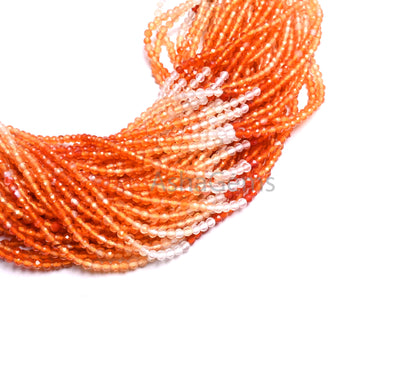 Beautiful Shaded Orange Red Carnelian faceted Rondelle Tiny Gemstone Beads,2 mm Natural AAA Carnelian Micro Machine Cut Beads Jewelry Crafts