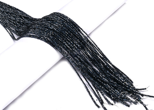 AAA+ Quality Black Spinal Silver Coated Micro faceted Flat Rondelle Beads,2.2x1.1 mm Natural Spinel Diamond machine Cut Spinel Beads Jewelry