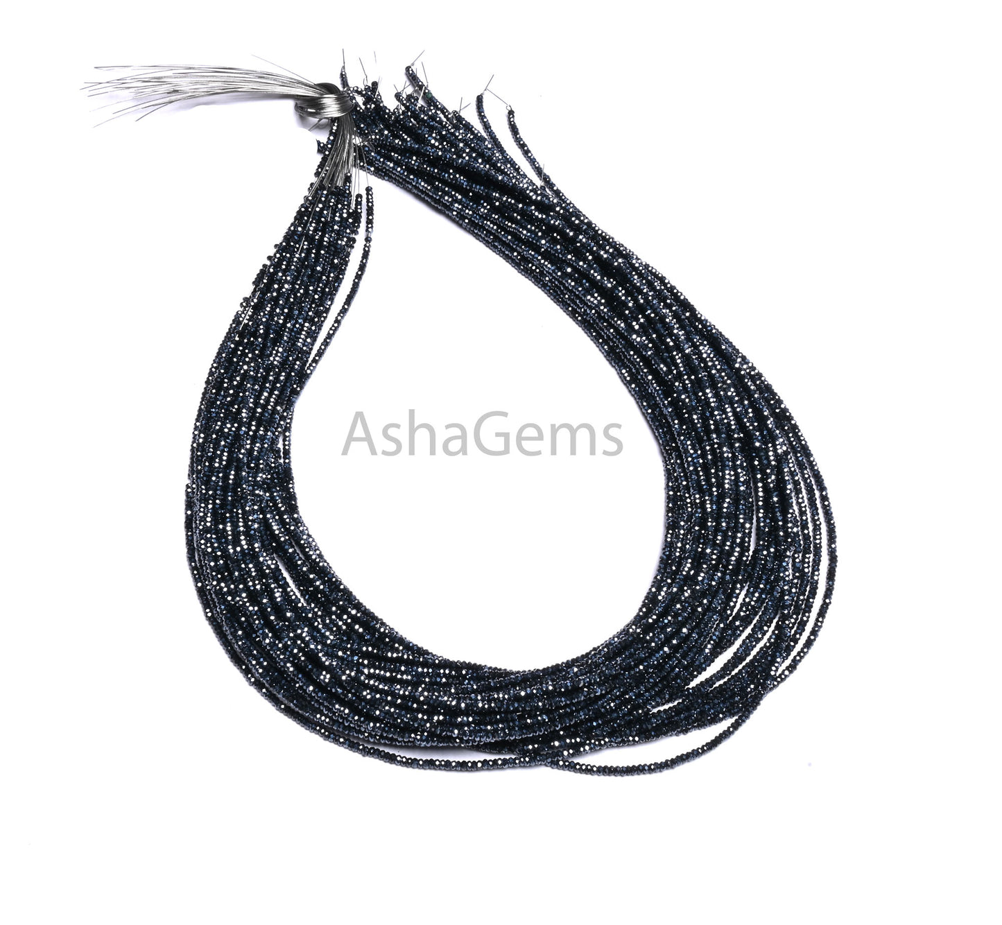 AAA+ Quality Black Spinal Silver Coated Micro faceted Flat Rondelle Beads,2.2x1.1 mm Natural Spinel Diamond machine Cut Spinel Beads Jewelry