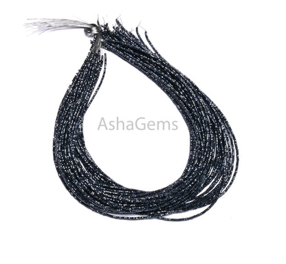 AAA+ Quality Black Spinal Silver Coated Micro faceted Flat Rondelle Beads,2.2x1.1 mm Natural Spinel Diamond machine Cut Spinel Beads Jewelry
