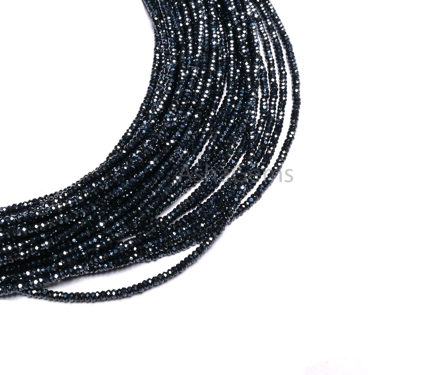 AAA+ Quality Black Spinal Silver Coated Micro faceted Flat Rondelle Beads,2.2x1.1 mm Natural Spinel Diamond machine Cut Spinel Beads Jewelry