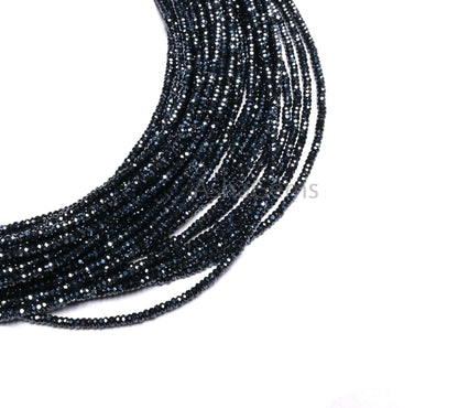 AAA+ Quality Black Spinal Silver Coated Micro faceted Flat Rondelle Beads,2.2x1.1 mm Natural Spinel Diamond machine Cut Spinel Beads Jewelry