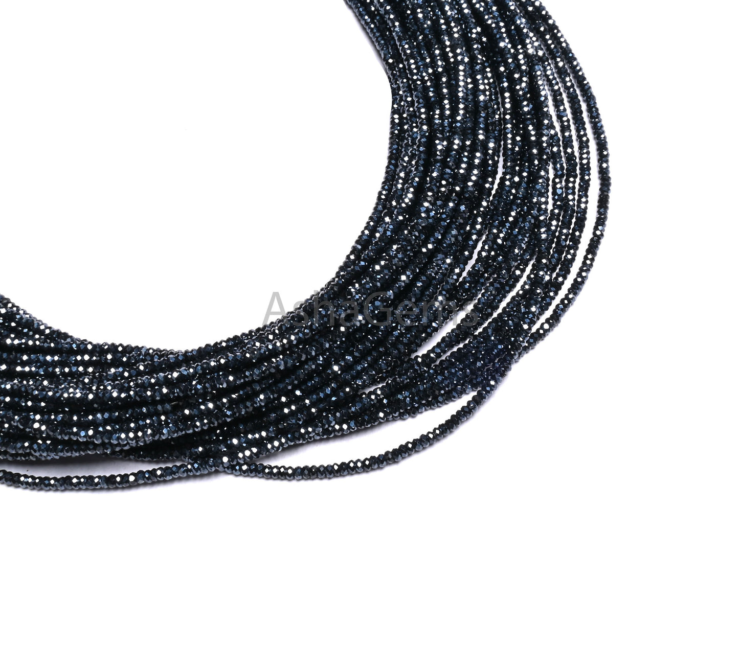 AAA+ Quality Black Spinal Silver Coated Micro faceted Flat Rondelle Beads,2.2x1.1 mm Natural Spinel Diamond machine Cut Spinel Beads Jewelry