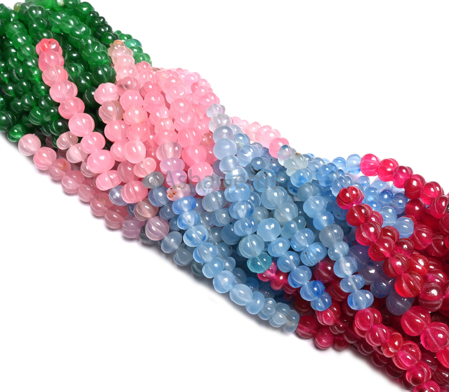 Beautiful Multi Color Quartz Carved Watermelon Beads,16" Shaded Red Blue pink Green Quartz Carving Pumpkin Gemstone Handmade Beads Jewelry