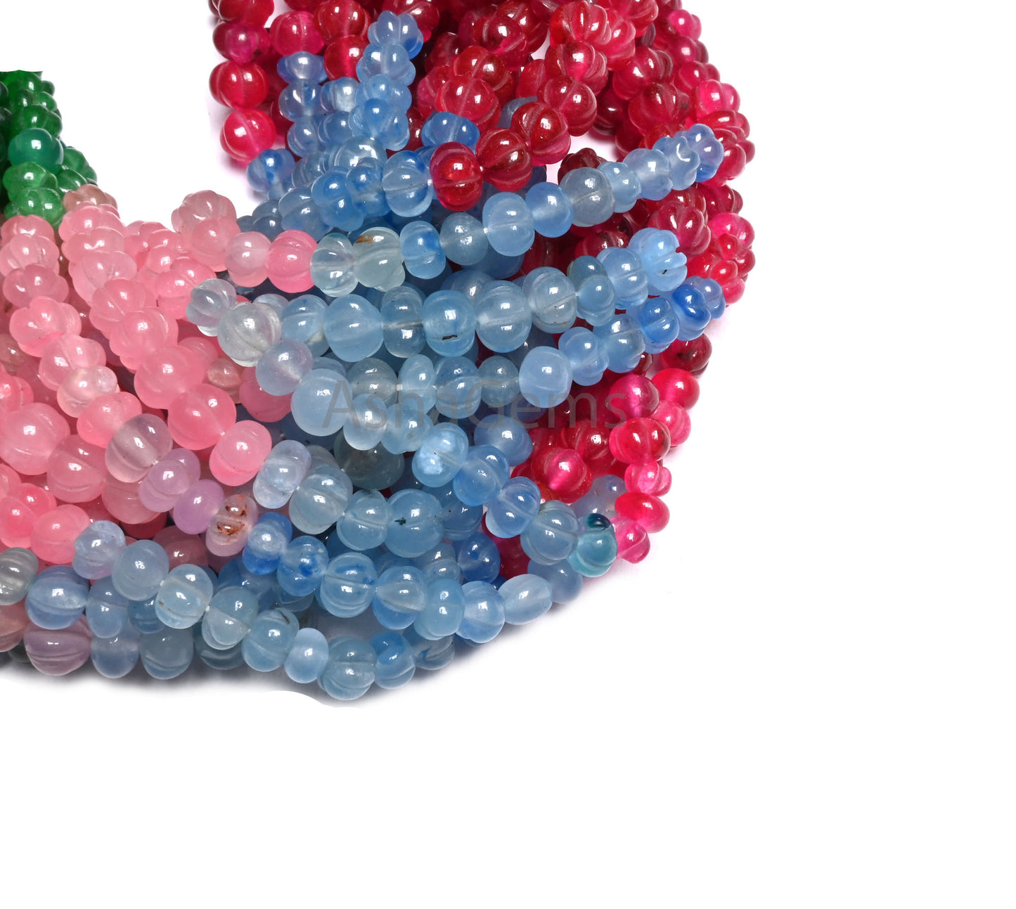 Beautiful Multi Color Quartz Carved Watermelon Beads,16" Shaded Red Blue pink Green Quartz Carving Pumpkin Gemstone Handmade Beads Jewelry
