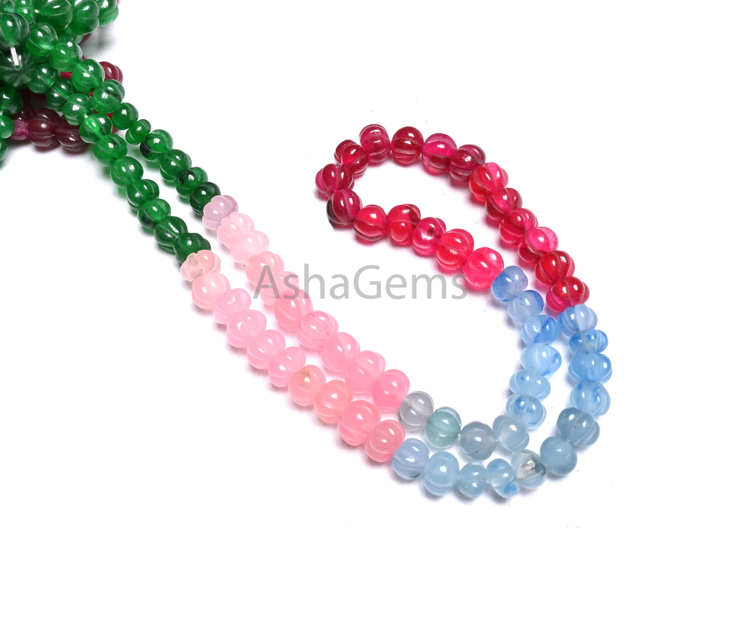 Beautiful Multi Color Quartz Carved Watermelon Beads,16" Shaded Red Blue pink Green Quartz Carving Pumpkin Gemstone Handmade Beads Jewelry