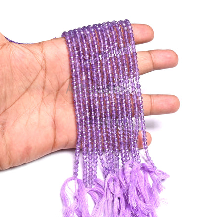 Natural Pink Amethyst Micro Cut faceted Rondelle Gemstone Loose Beads, 13" AAA+ Quality Pink Amethyst Machine Cut Bead jewelry Necklace SALE