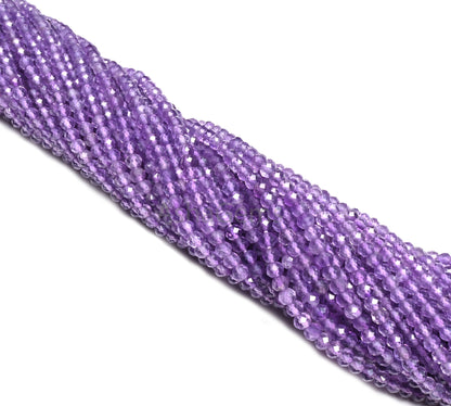 Natural Pink Amethyst Micro Cut faceted Rondelle Gemstone Loose Beads, 13" AAA+ Quality Pink Amethyst Machine Cut Bead jewelry Necklace SALE