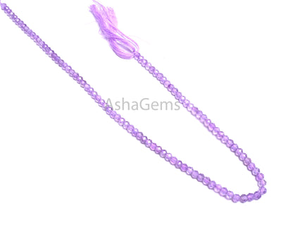 Natural Pink Amethyst Micro Cut faceted Rondelle Gemstone Loose Beads, 13" AAA+ Quality Pink Amethyst Machine Cut Bead jewelry Necklace SALE