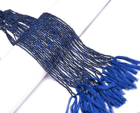 AAA Quality Blue Lapis Lazuli Machine Cut Rondelle Gemstone Beads,2.2 mm Natural Blue Lapis Micro Cut Tiny Beads Lapis Jewelry Making Crafts