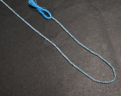 2 mm AAA Quality Aquamarine Micro Cut Rondelle Beads, Natural Blue Aquamarine Machine Cut faceted Gemstone Tiny Aquamarine Bead Jewelry SALE
