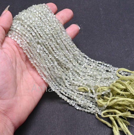 AAA Quality Prehnite faceted Coin Shape Gemstone Loose Beads, Natural Light Green  Prehnite Tiny Coin Briolette Beads Jewelry Makings Crafts