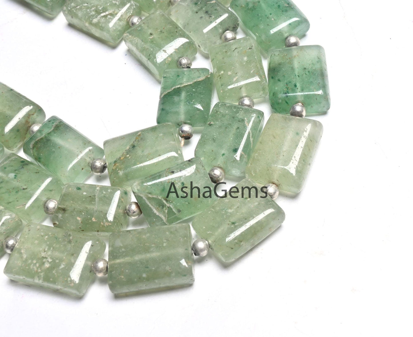 Shaded Green Aventurine Fancy Chiclet Shape Handmade Beads,9" natural Green Margaj Rectangle Gemstone Straight Drill Bead Jewelry Craft SALE