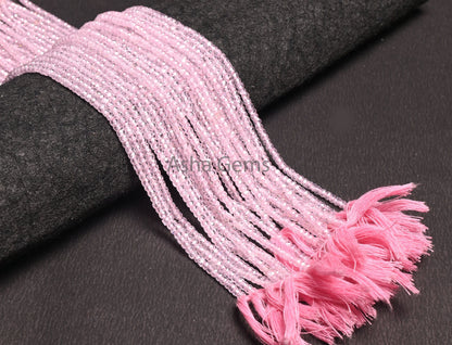 Beautiful Pink Color Zircon Faceted Rondelle Beads,3 mm Baby Pink Zircon Micro Cut Beads, AAA Rose Pink Zircon Machine Cut Bead Jewelry SALE