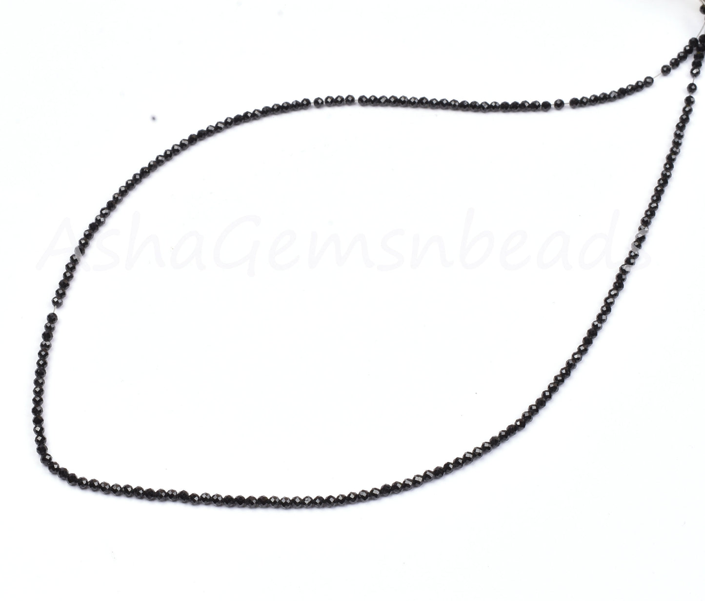 Top Quality Black Spinel Faceted Rondelle Beads, 2 mm AAA Spinel Micro Faceted Gemstone Beads,16"Strand Black Spinel Beads Jewelry Necklace