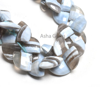 15-20 mm Blue Boulder Opal Fancy Heart Gemstone Beads, Boulder Opal Faceted 3 Corner Shape Fancy  Side Drill Briolette Beads Jewelry Makings
