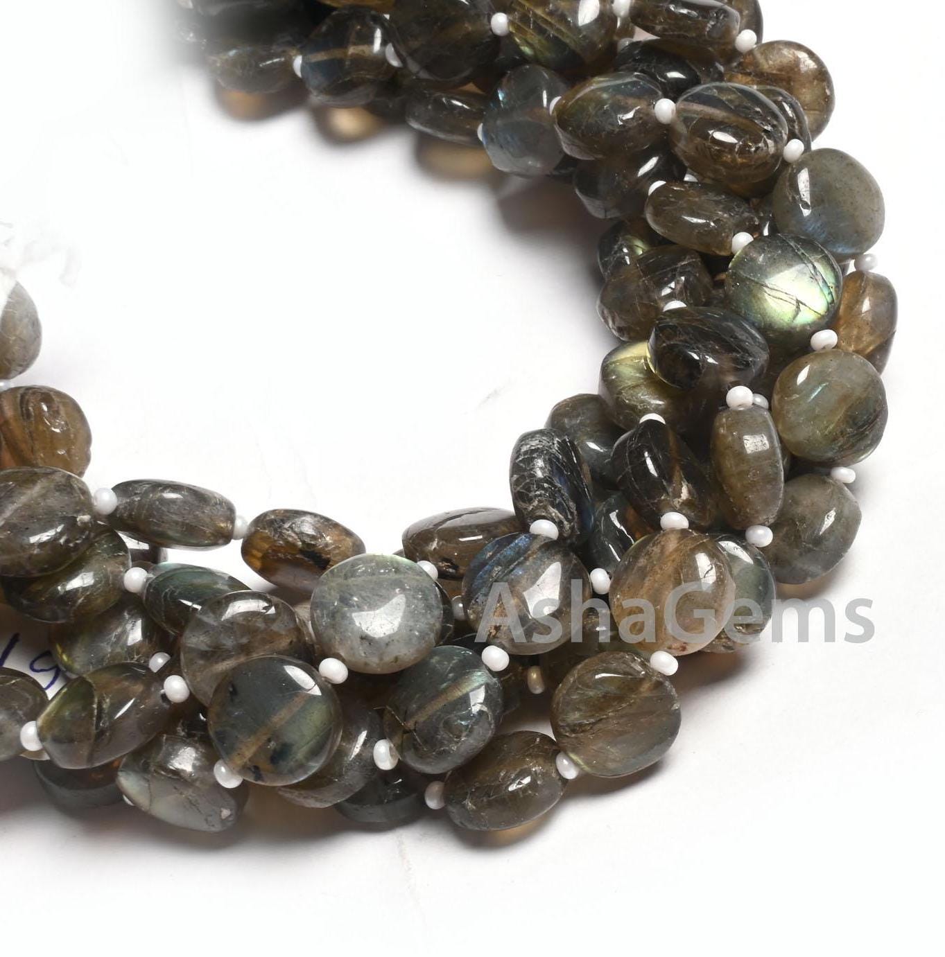 10 mm Fine Labradorite Smooth Coin Shape Handmade Beads,8" Natural Multi Flash Labradorite Straight Drill Coin Gemstone Loose Beads Jewelry
