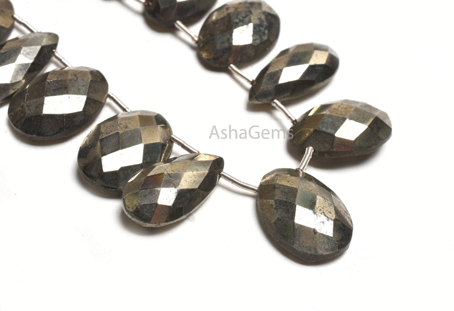 Natural Pyrite Faceted Oval+ Pear Shape Side Drill Beads,10x20-13x18 mm Pyrite Beads, Copper Pyrite Fancy Mix Shape Gemstone Briolette Beads