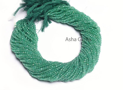 Beautiful Natural Green Onyx Micro Cut Rondelle Faceted Gemstone Beads 2.5 mm,AAA Quality Onyx Faceted Roundelle Bead Jewelry Making Crafts