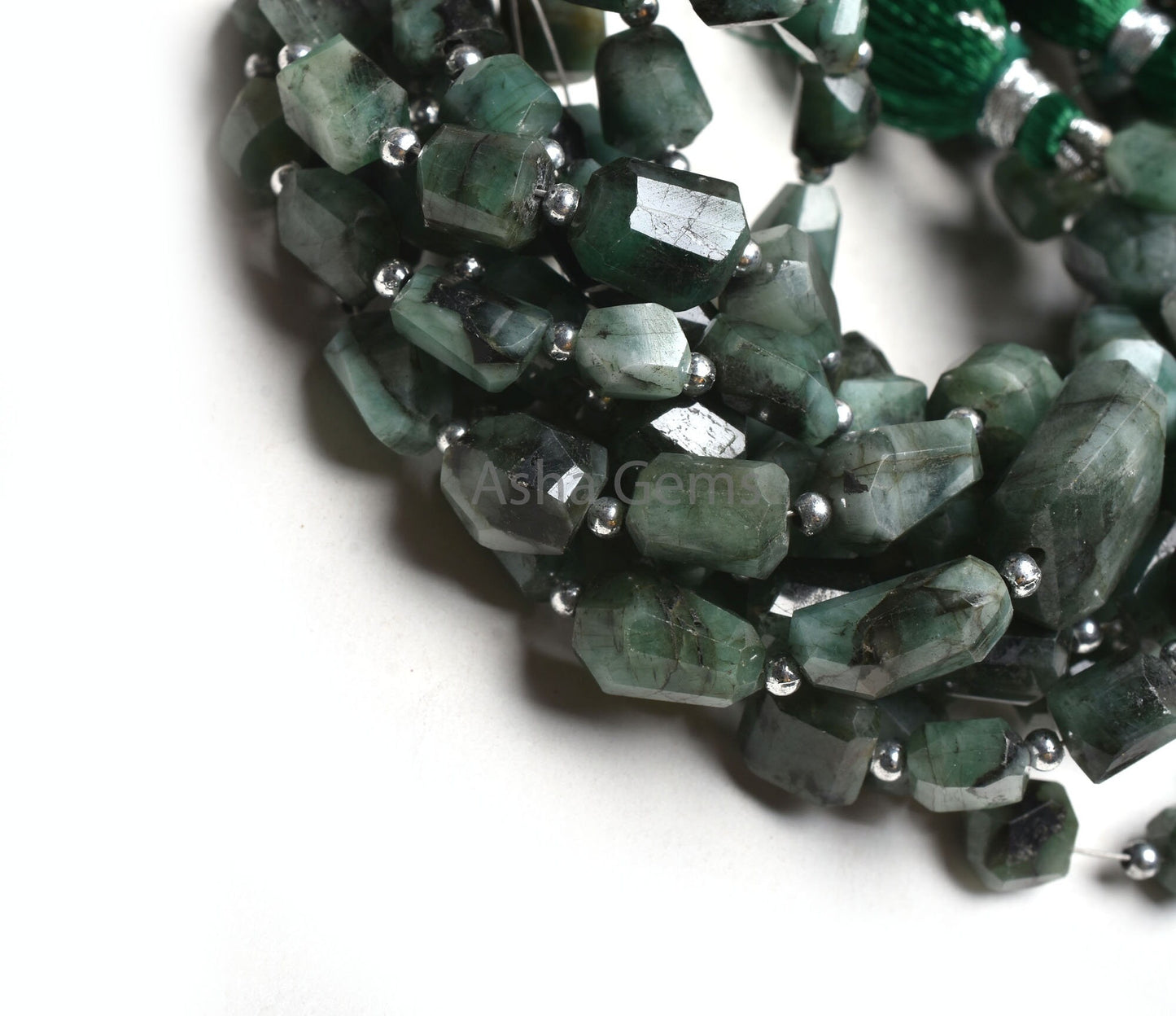 Real Emerald Faceted Nugget Shape Gemstone Beads, Natural Sakota Emerald Indian Cut Tumble Uneven Beads, Green Emerald Beads Jewelry Crafts