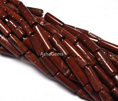 Natural Red Jasper Pipe Shape Gemstone Beads Beautiful Red Jasper Smooth Handmade Tube Shape Briolette Beads For Jewelry Making Crafts SALE