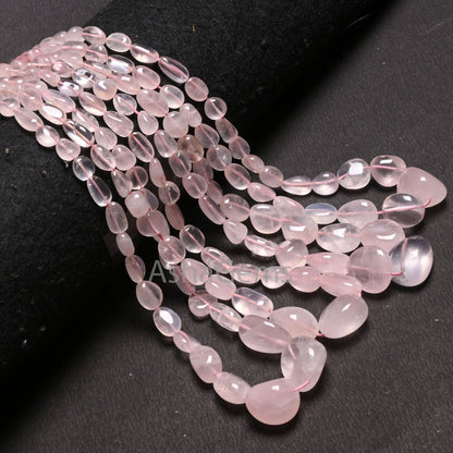 Fine Quality Pink Rose Quartz Smooth Nugget Gemstone Loose Beads,9/18" Strand Natural Rose Quartz Tumble Handmade Bead Necklace Jewelry SALE (AG 22303)