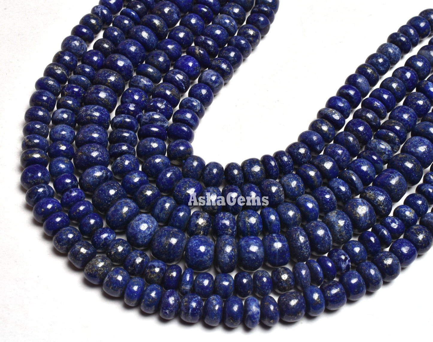 Beautiful Blue Lapis Smooth Rondelle Shape Beads,10" Strand Natural Blue Lapis Loose Gemstone Beads, Lapis Lazuli Bead jewelry Making Crafts