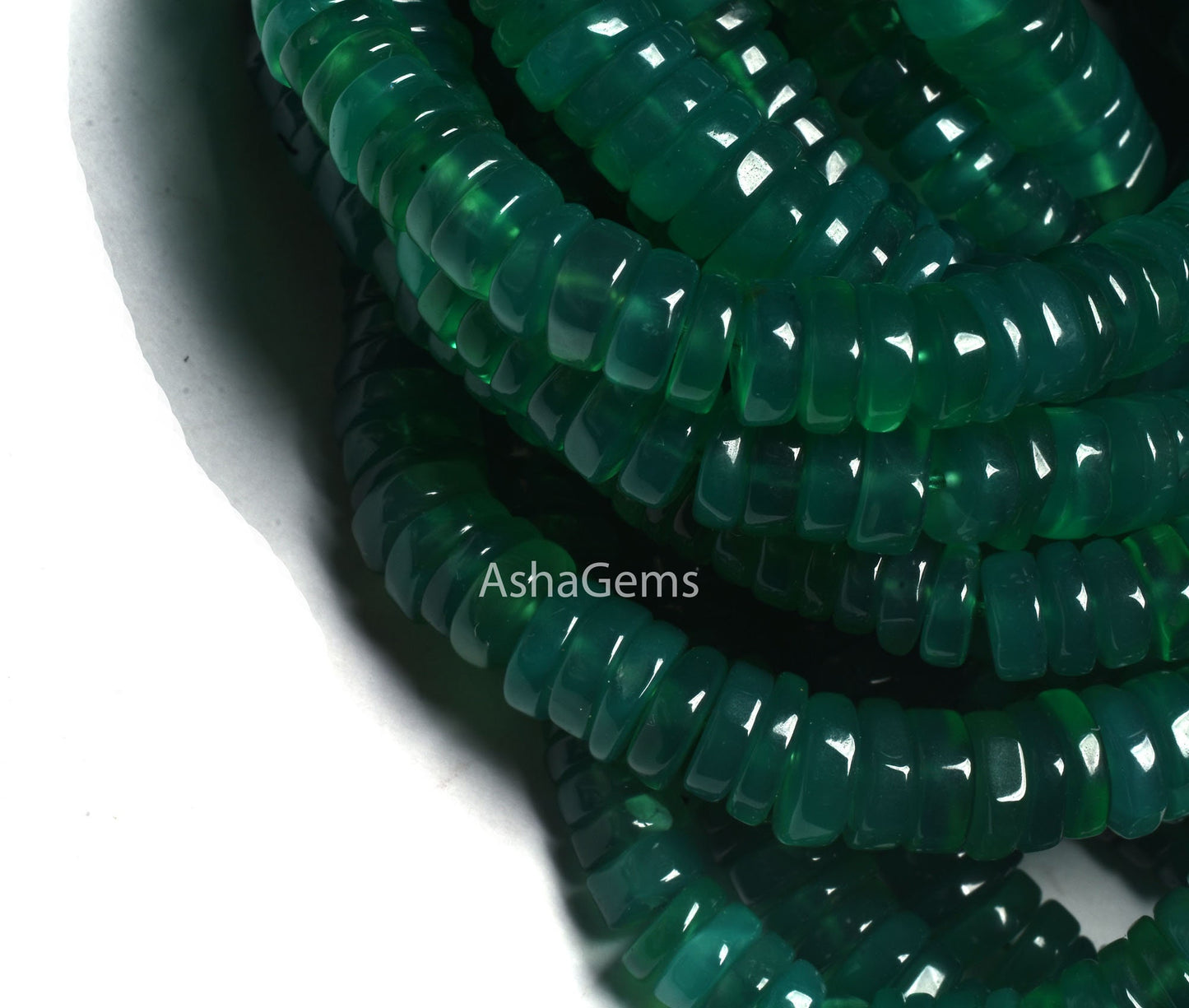 Beautiful Green Onyx Tyre Shape Gemstone Beads, AAA Green Onyx Beads, Onyx Smooth heishi Tyre Beads Green Gemstone Flat Wheel Handmade beads