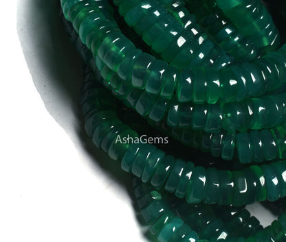 Beautiful Green Onyx Tyre Shape Gemstone Beads, AAA Green Onyx Beads, Onyx Smooth heishi Tyre Beads Green Gemstone Flat Wheel Handmade beads