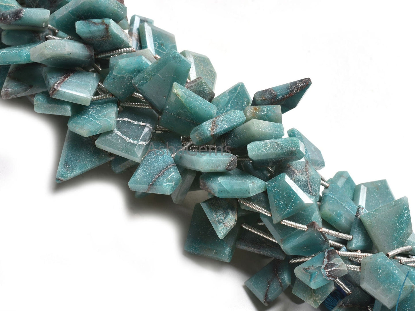 Beautiful Chrysocolla Fancy Uneven Silce Shape Faceted Gemstone Beads, Natural Blue Chrysocolla Table Cut Flat Side Drill Bead Jewelry Craft