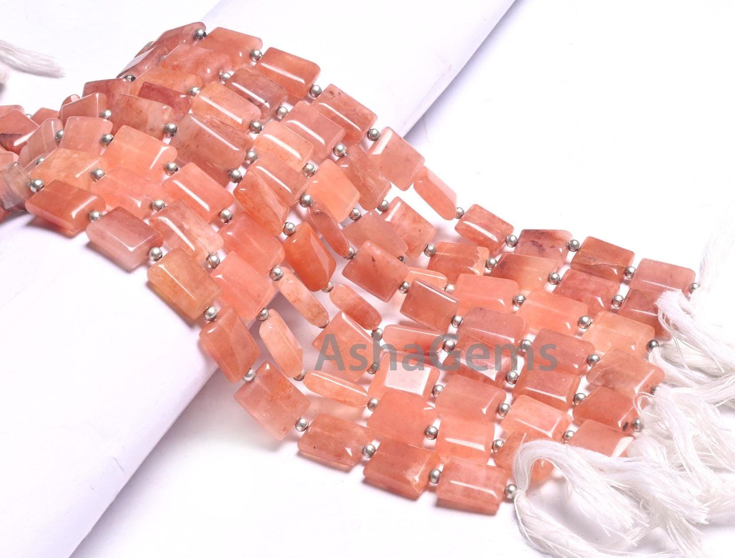 Fine Peach Quartz Fancy Chicklet Handmade Beads,9" Strand Pink Quartz Rectangle Shape Straight Drill Gemstone Loose Bead Jewelry Making SALE