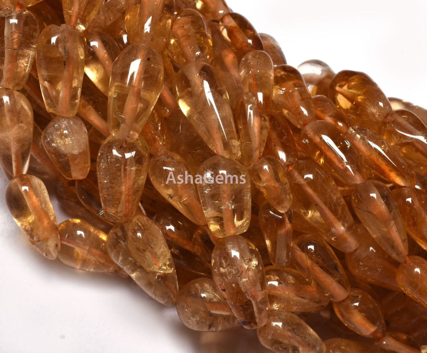 Beautiful Citrine Quartz Smooth Drops Shape Beads Natural Citrine Handmade Teardrop Gemstone Beads Straight Drill Jewelry Beads For Crafts