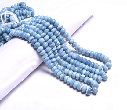 Fine Blue Opal Smooth Rondelle Beads, Shaded Pigeon Blue Opal Plain Handmade Gemstone Loose Bead,16" Blue Opal Beads Jewelry Making Necklace